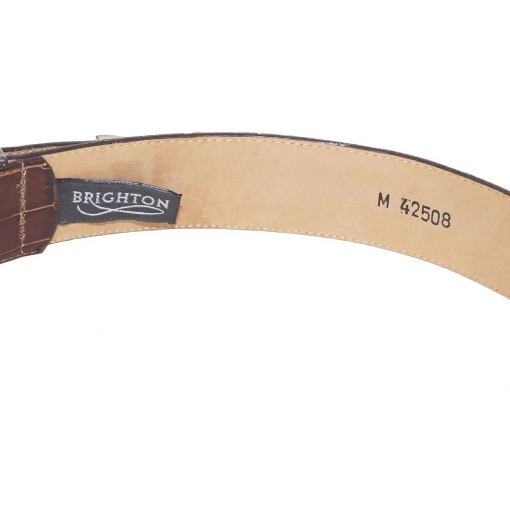 Brighton Vintage Brown Textured Leather Belt, Size M - Picture 4 of 5